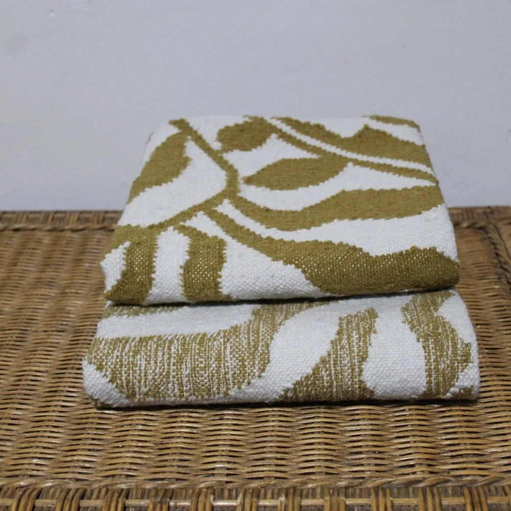 Williams Sonoma Gold/Off White Botanical Pillow Covers .   2 pillow covers.